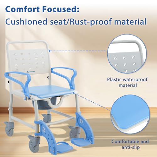 4 in 1 Commode Wheelchair (Light Blue)