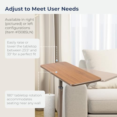 13085RN Right Side Seat Lift Chair Overbed Table (Walnut / Right)