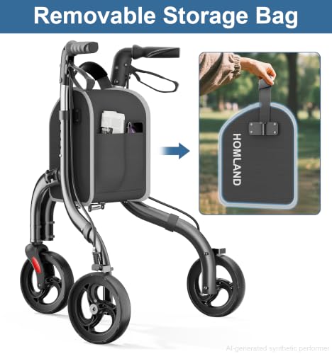 Foldable 3 Wheel Walkers for Seniors (Black)
