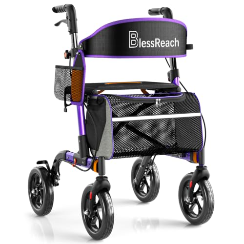 Rollator Walkers for Senior with Seat (Bright Purple / 350 Pound)