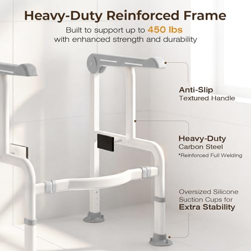 Toilet Safety Rails for Elderly & Disabled with Glow (Gray)