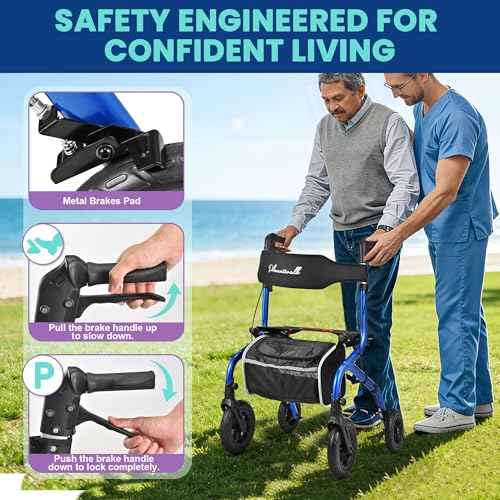 Rollator Walker for Seniors with Seat (Blue)