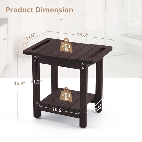 Shower Bench Stool (Espresso / Medium 18.6" * 12.6" * 16.9")