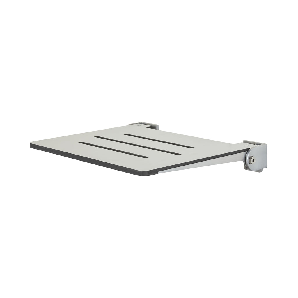 18 inch Silhouette Slimline Folding Wall Mount Shower Bench Seat (Light Gray With Silver Frame)