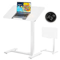 Mobile Standing Desk Laptop Desk Pneumatic with Wheels 180° Tilt Top Hospital Bed Table Portable Rolling Cart Foldable Bedside Table for Hospital&Home Use (White)
