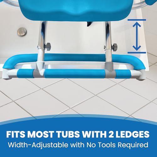 HydroSlide Sliding Shower Chair Swivel Seat for Bathtub (Blue)