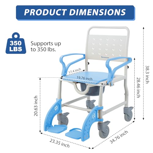 4 in 1 Commode Wheelchair (Light Blue)