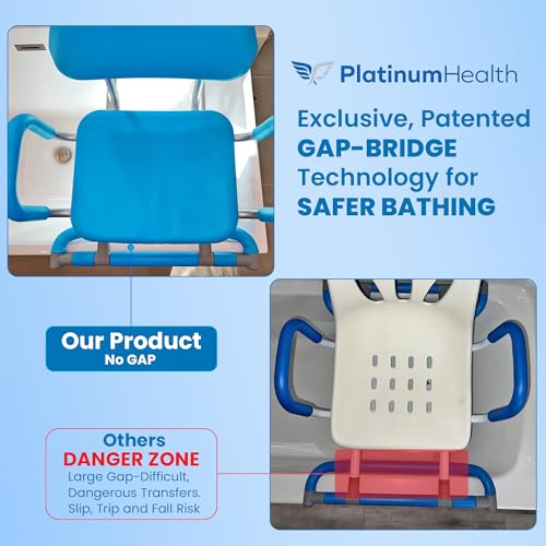 HydroSlide Sliding Shower Chair Swivel Seat for Bathtub (Blue)