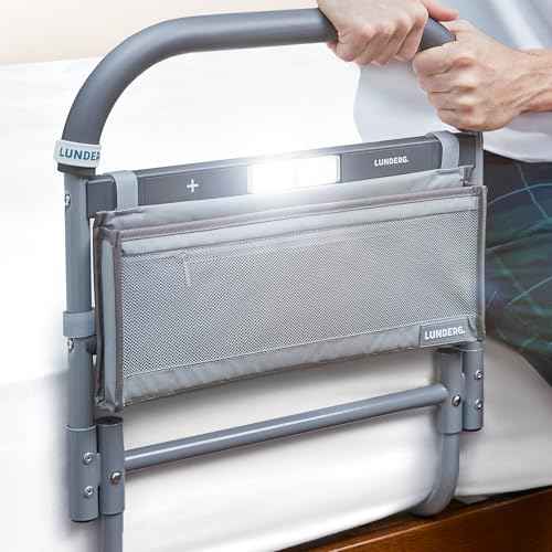 Large Bed Assist Rail for Seniors with Motion Light & Storage Bag (17.5")