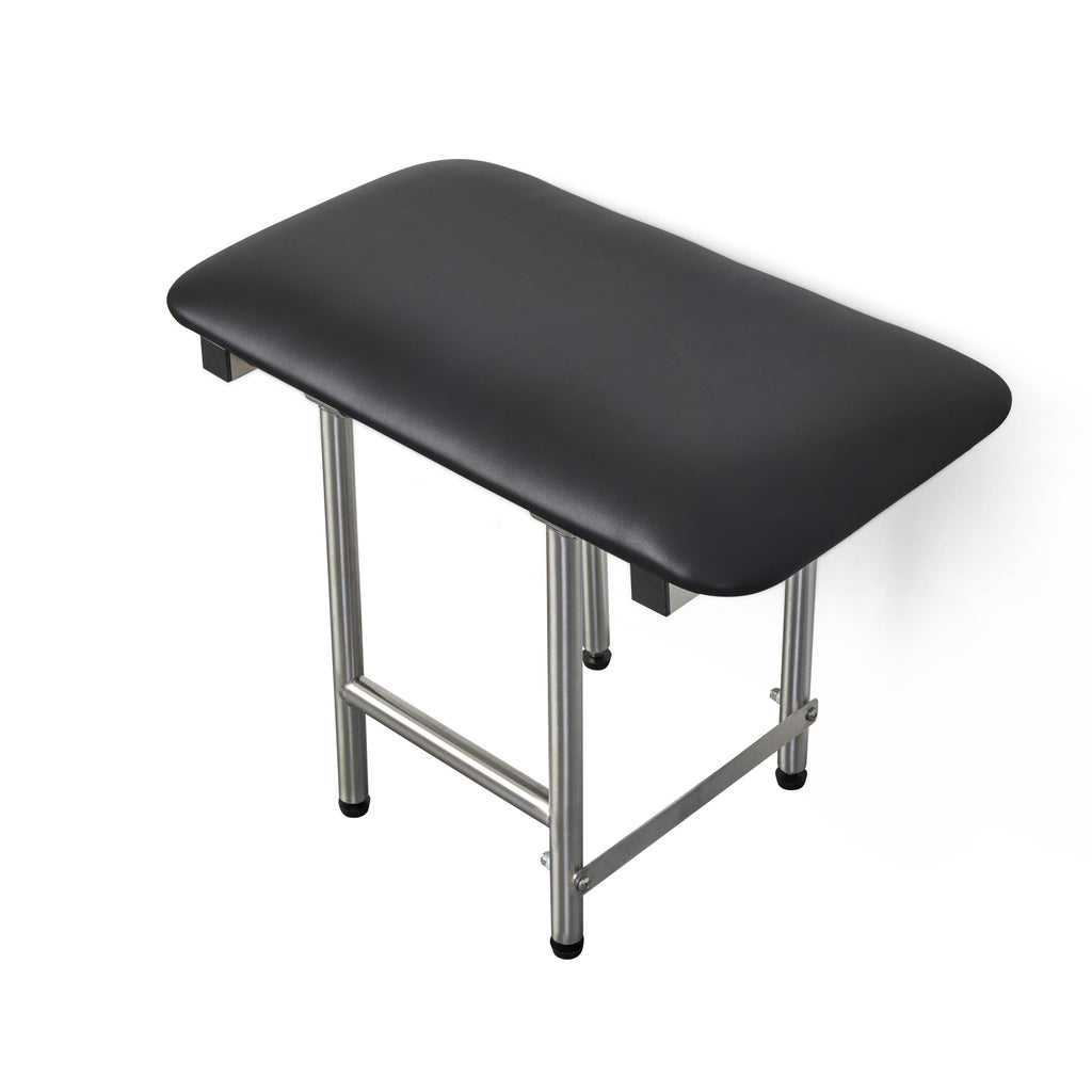 22" x 15" Black Padded Cushion Folding Wall Mount Bench Shower Seat with Legs (Black / 22 x 15)
