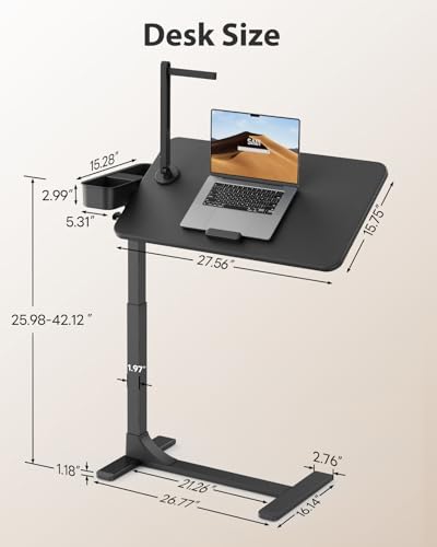 Magnetic Height and 360° Angle Adjustable Overbed Bedside Table Tray