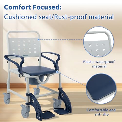 4 in 1 Commode Wheelchair (Navy Blue)
