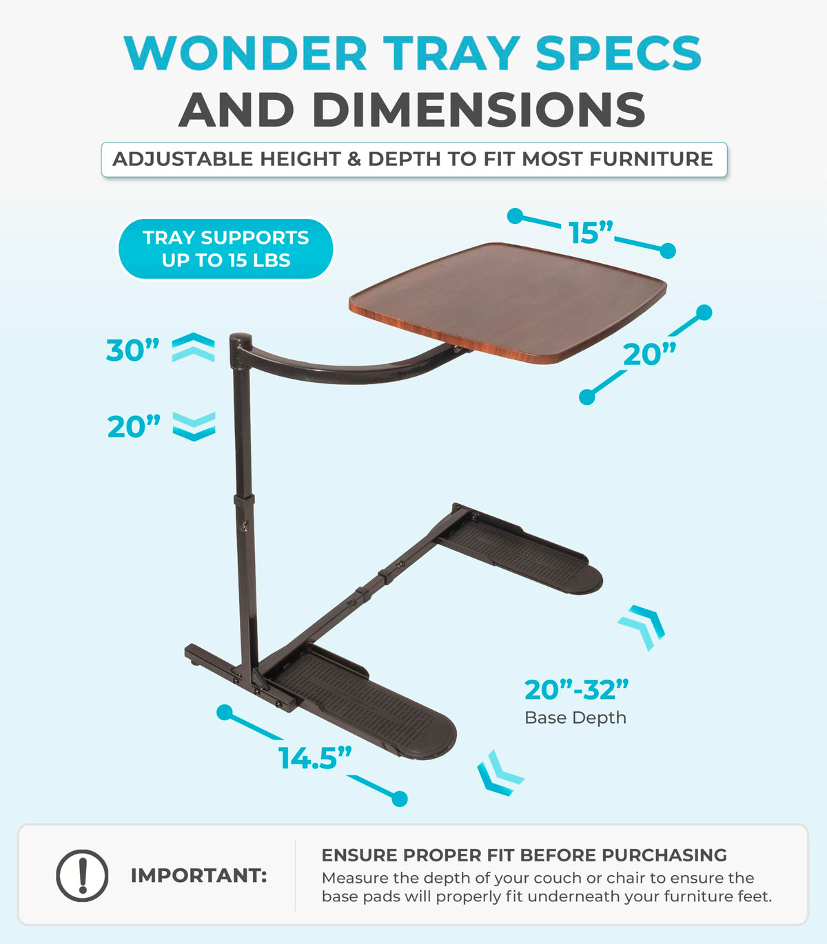 Wonder Tray Adjustable Swivel Table (Walnut / Large)