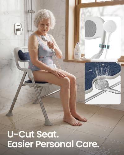Folding Shower Chair for Inside Shower (Dark Blue)