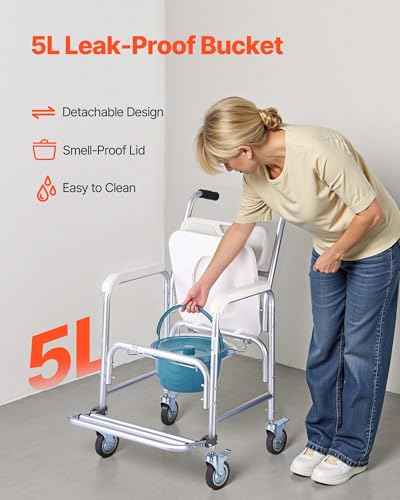 Bedside Commode Chair with Wheels