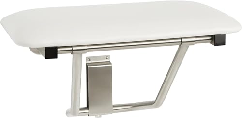 24" Wall Mount White Padded Folding Shower Bench Seat for Inside Shower (White / 24 in)