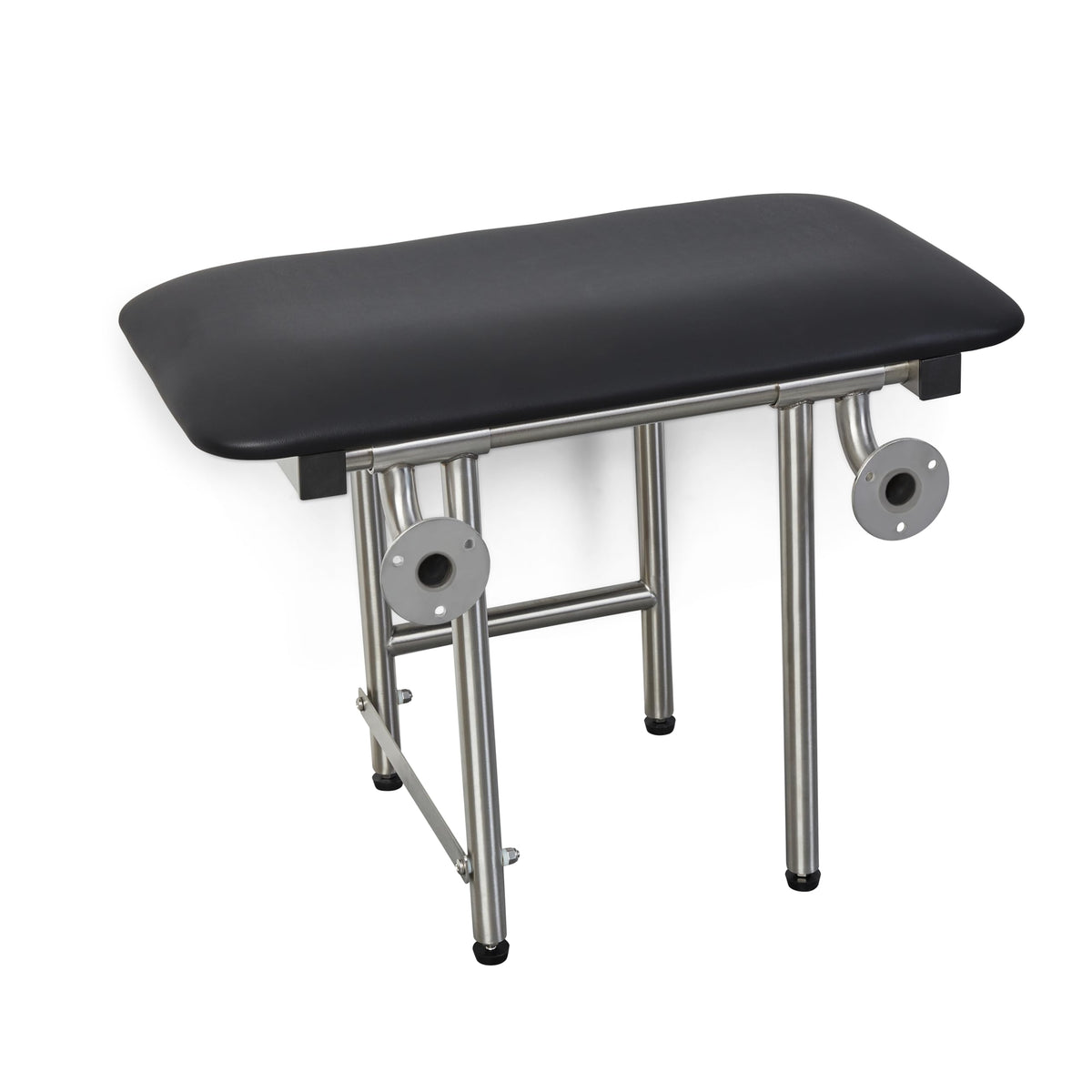 28" x 15" Black Padded Cushion Folding Wall Mount Bench Shower Seat with Legs (Black / 28 x 15)