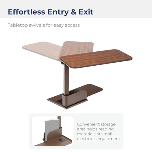 13085RN Right Side Seat Lift Chair Overbed Table (Walnut / Right)