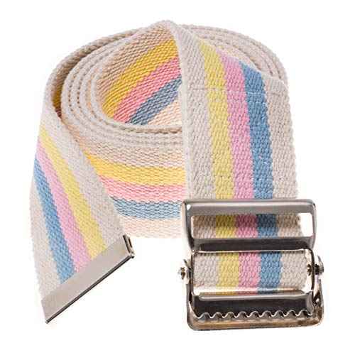 Transfer and Gait Belt 72inch with Metal Buckle (72 Inch (Pack of 1) / Pastel Stripe)