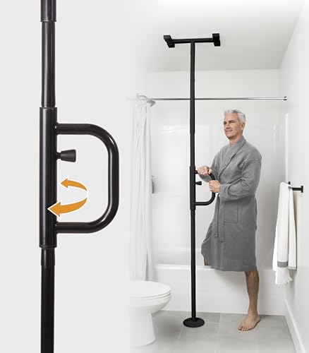 Security Pole and Curve Grab Bar (Metallic Black)