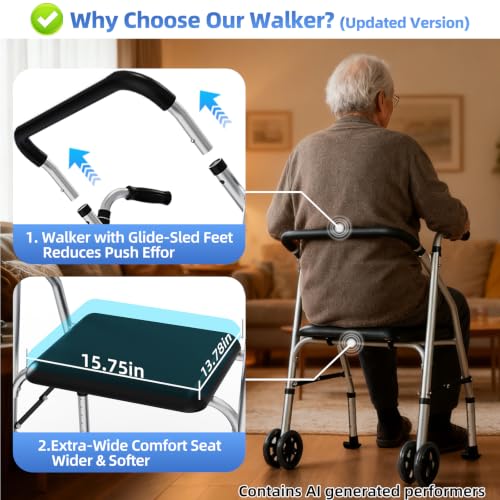 Standard Walkers for Seniors with Seat
