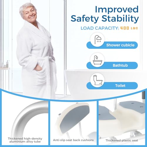 Senior Bathing Chair Swivel Shower Chair with Arms and Back (Grey / 400LBS)