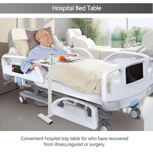 Over the Bed Table with Hidden Wheels (White)