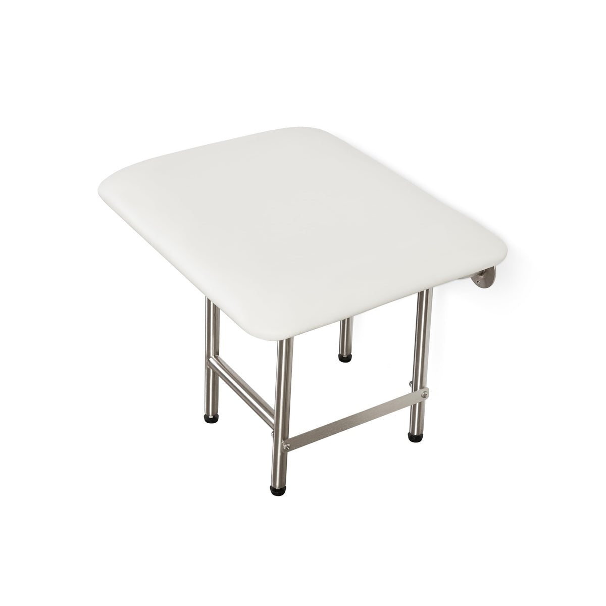 18" x 15" White Padded Cushion Folding Wall Mount Bench Shower Seat with Legs (White / 18 x 15)