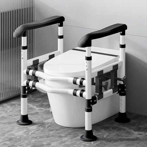 Toilet Safety Rails for Seniors (22.5in-24in / Black&white)