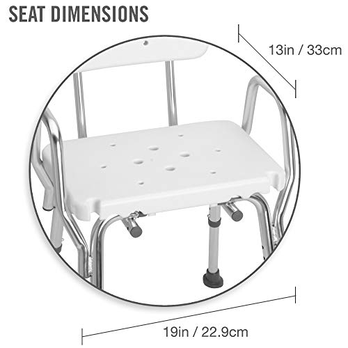 Shower Chair Bath Seat for Tub or Shower Bench for Inside Shower (White with Armrests)