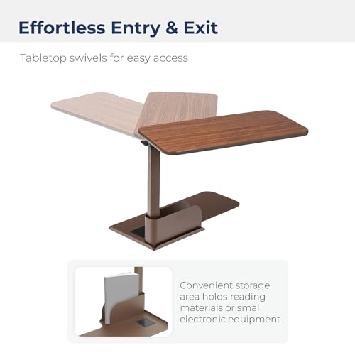 13085LN Left Side Seat Lift Chair Overbed Table (Walnut / Left)