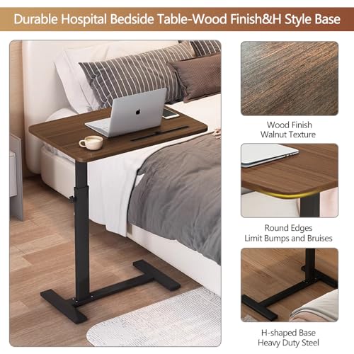 Over the Bed Table with Hidden Wheels (Walnut)