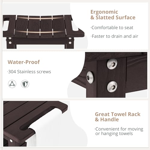Shower Bench Stool (Espresso / Medium 18.6" * 12.6" * 16.9")
