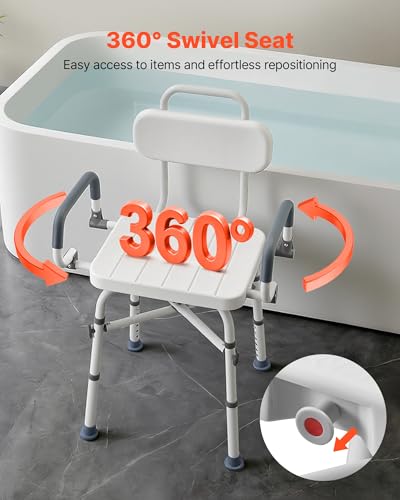 Swivel Shower Chair with Arms and Back