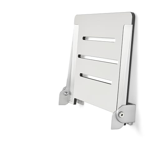 18 inch Silhouette Slimline Folding Wall Mount Shower Bench Seat (Light Gray With Silver Frame)