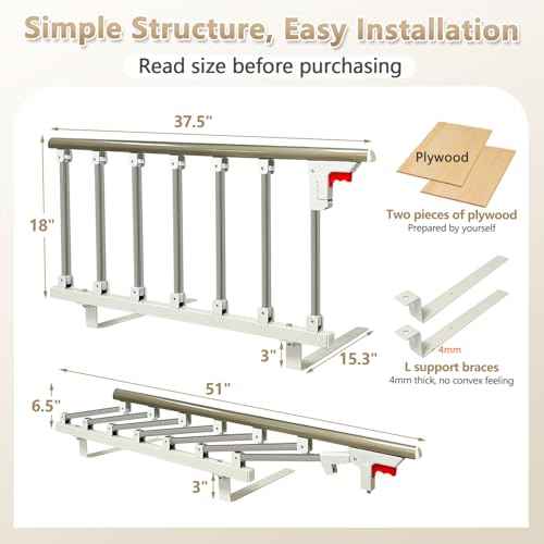 Bed Rails for Elderly Adults Safety (37.5 inches W x 18 inches H)