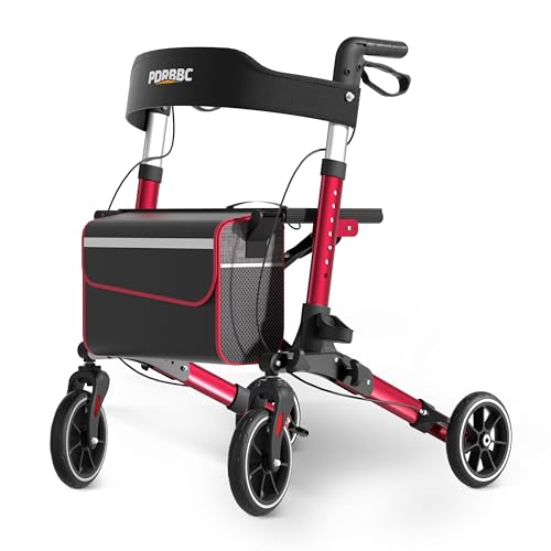 Rollator Walkers for Seniors with Seat (Red)