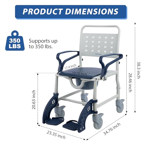 4 in 1 Commode Wheelchair (Navy Blue)