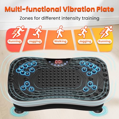 Vibration Plate Fitness Platform Exercise Machine Vibrating Shaking Full Body Shaker Workout Vibrate Stand Shake Board Sport for Weight Loss Fat Burner for Gym Home Office (WHITE)