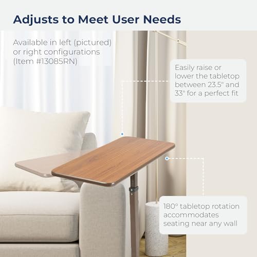 13085LN Left Side Seat Lift Chair Overbed Table (Walnut / Left)