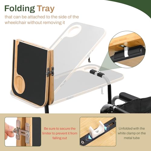 Foldable Wheelchair Tray Table with Cup Holders