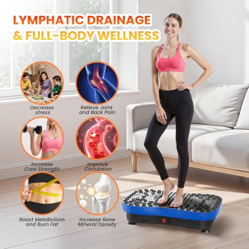 Vibration Plate Fitness Platform Exercise Machine Vibrating Shaking Full Body Shaker Workout Vibrate Stand Shake Board Sport for Weight Loss Fat Burner for Gym Home Office (BLUE)