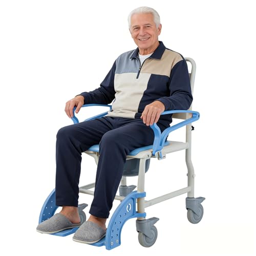 4 in 1 Commode Wheelchair (Light Blue)