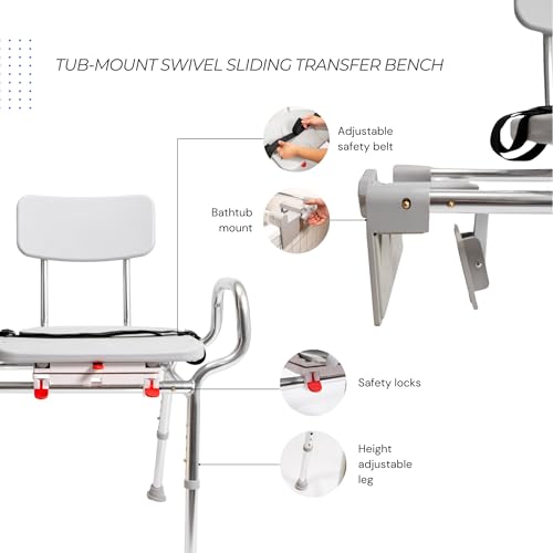 Tub Mount Sliding Tub Transfer Bench with Swivel Seat