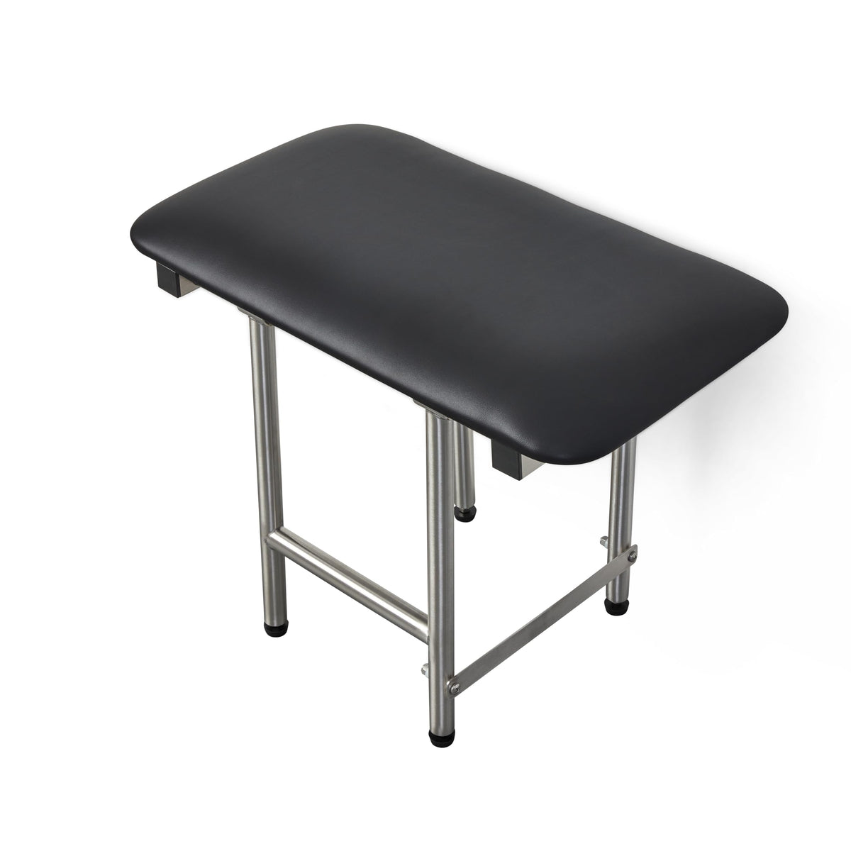 28" x 15" Black Padded Cushion Folding Wall Mount Bench Shower Seat with Legs (Black / 28 x 15)