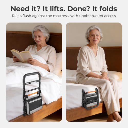 Bed Rails for Elderly Adults Safety for 350lbs (C1F Pro (Foldable NEW))